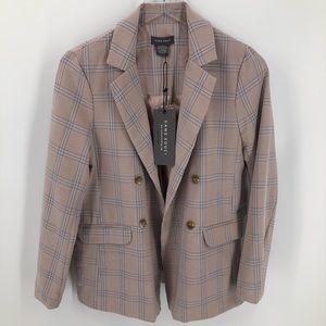 Sans Souci Dusty Rose and Gray Plaid Blazer Small